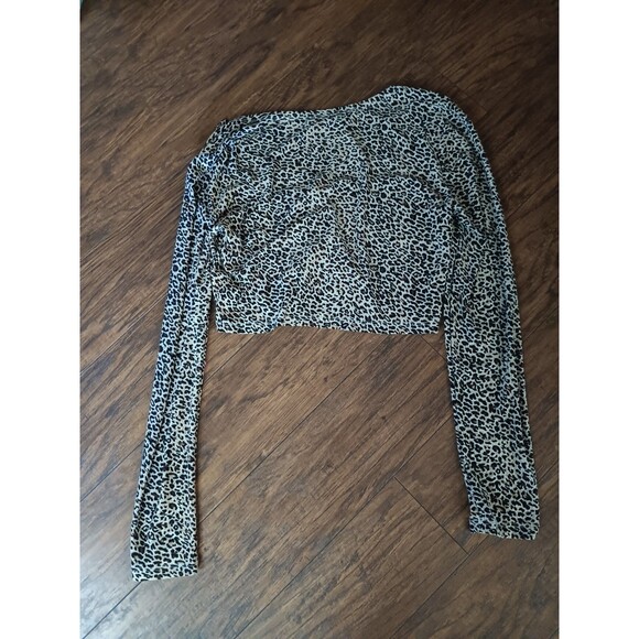Shein leopard print cropped long sleeve shirt size xlarge 12 - Picture 3 of 3